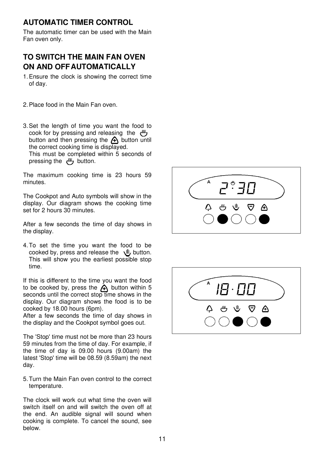 Electrolux EDB710X 33 manual Automatic Timer Control, To Switch the Main FAN Oven on and OFF Automatically 