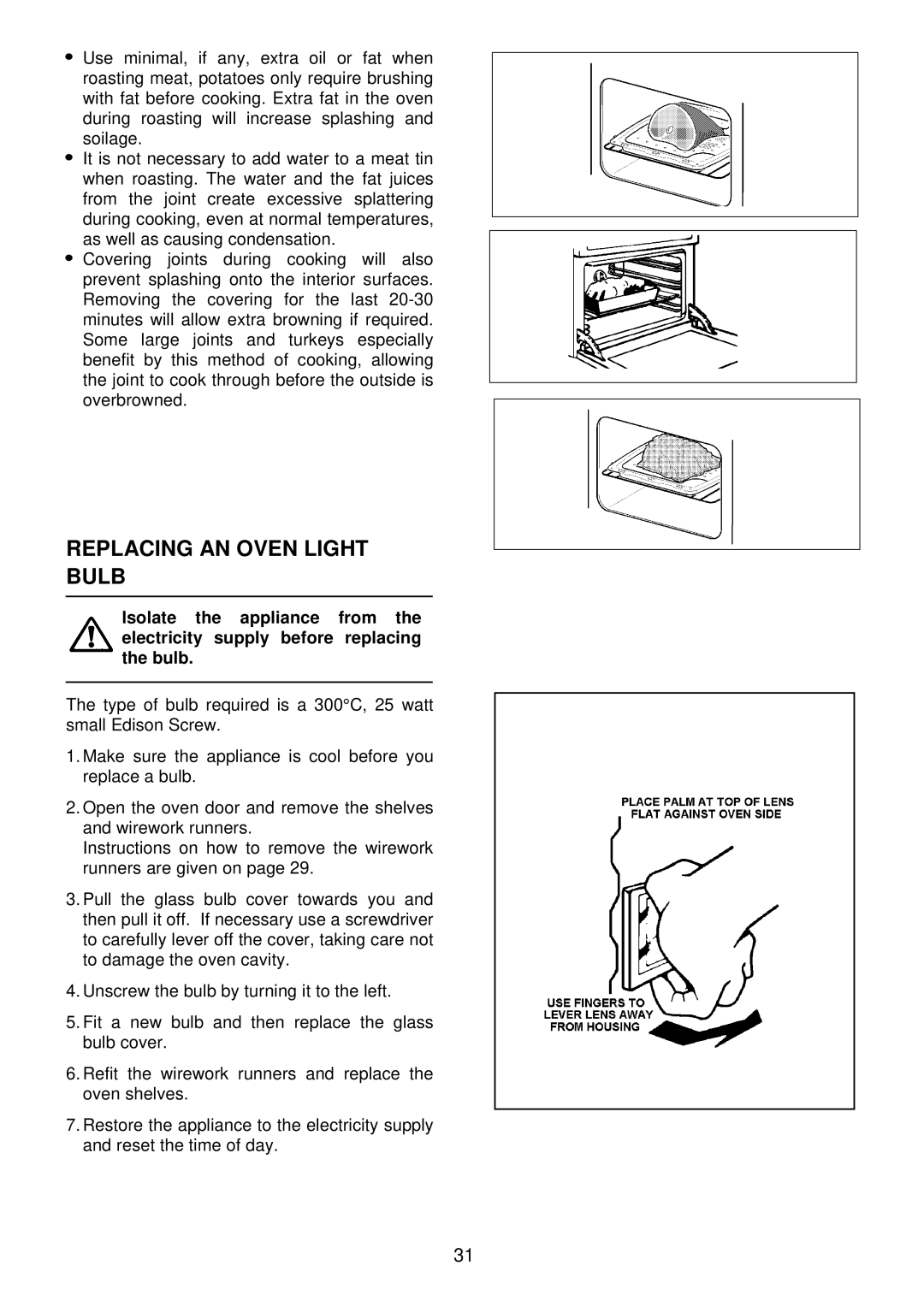 Electrolux EDB710X 33 manual Replacing AN Oven Light Bulb 