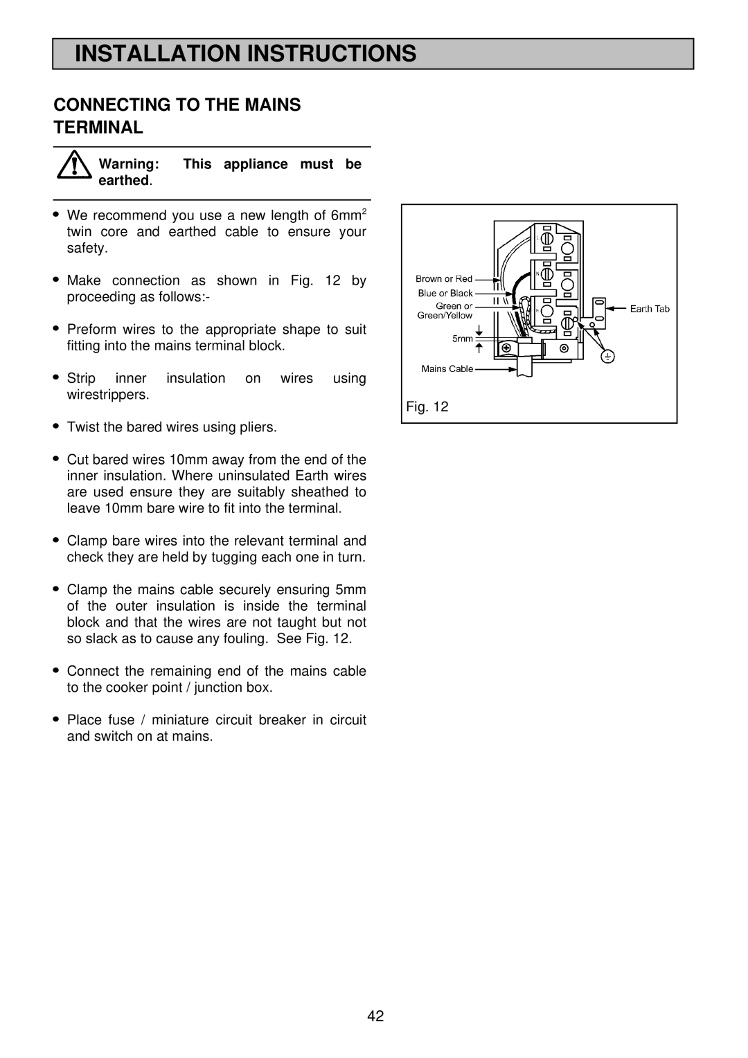 Electrolux EDB710X 33 manual Connecting to the Mains Terminal 