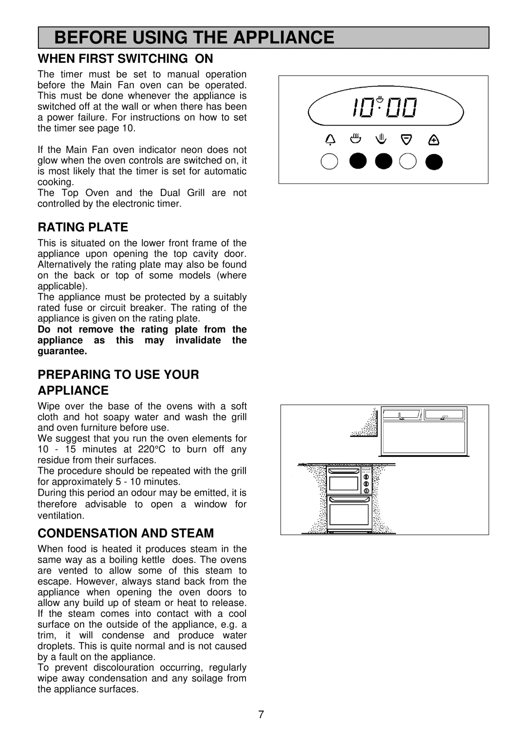 Electrolux EDB710X 33 Before Using the Appliance, When First Switching on, Rating Plate, Preparing to USE Your Appliance 