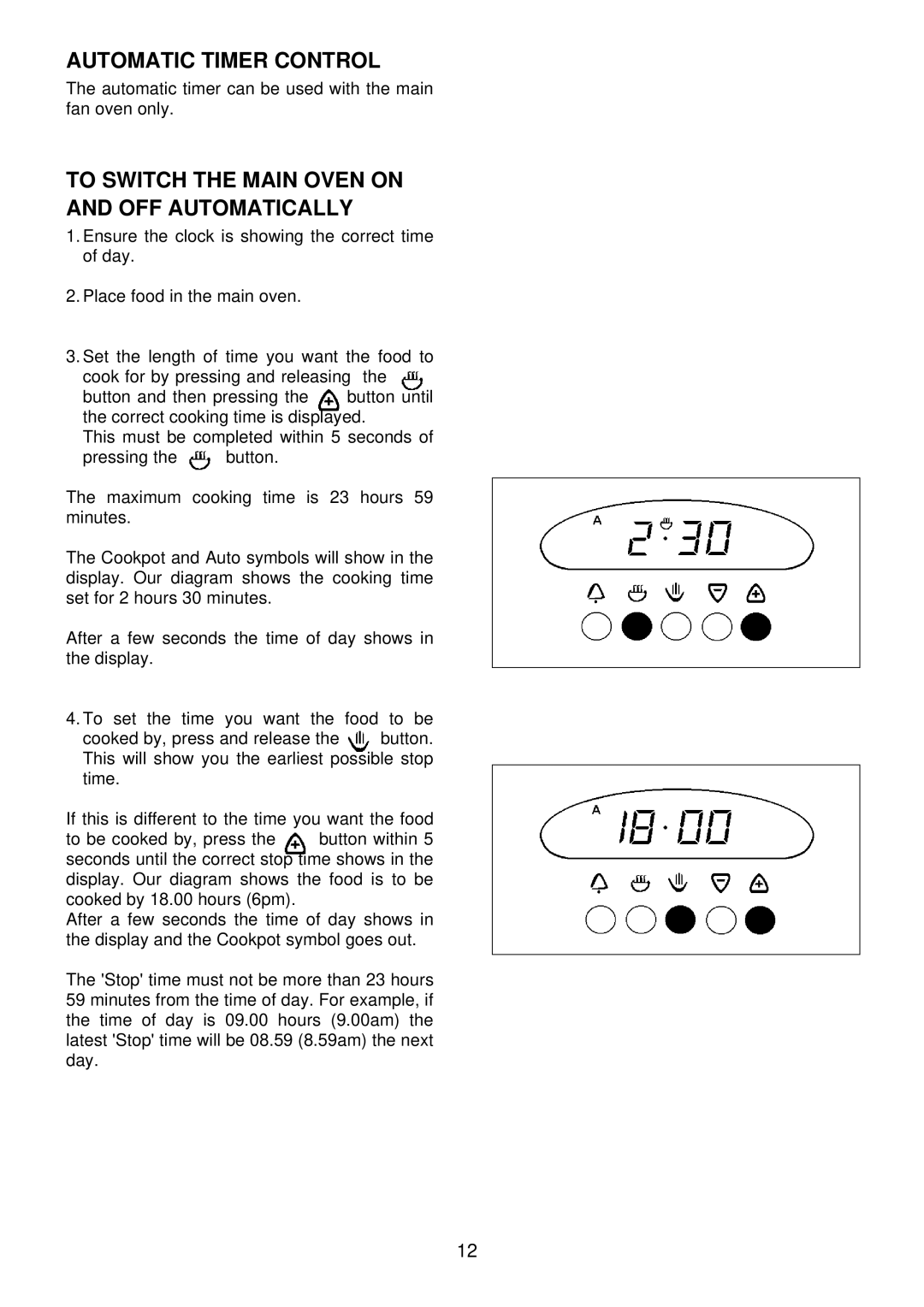 Electrolux edb750 manual Automatic Timer Control, To Switch the Main Oven on and OFF Automatically 