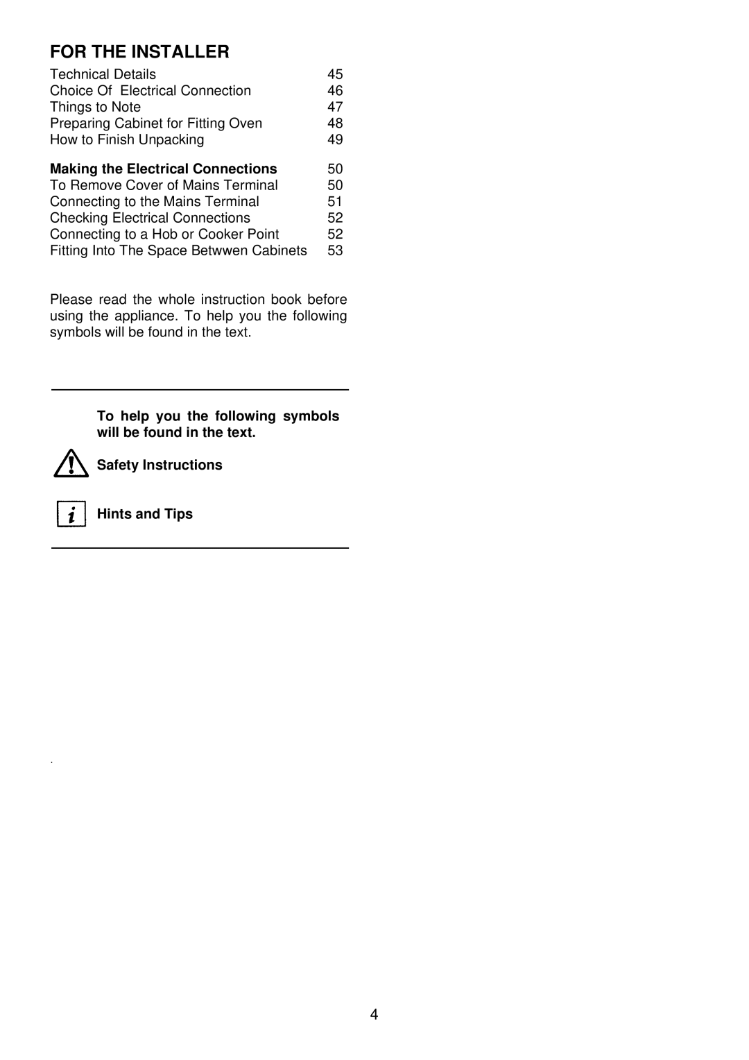 Electrolux edb750 manual For the Installer, Making the Electrical Connections 