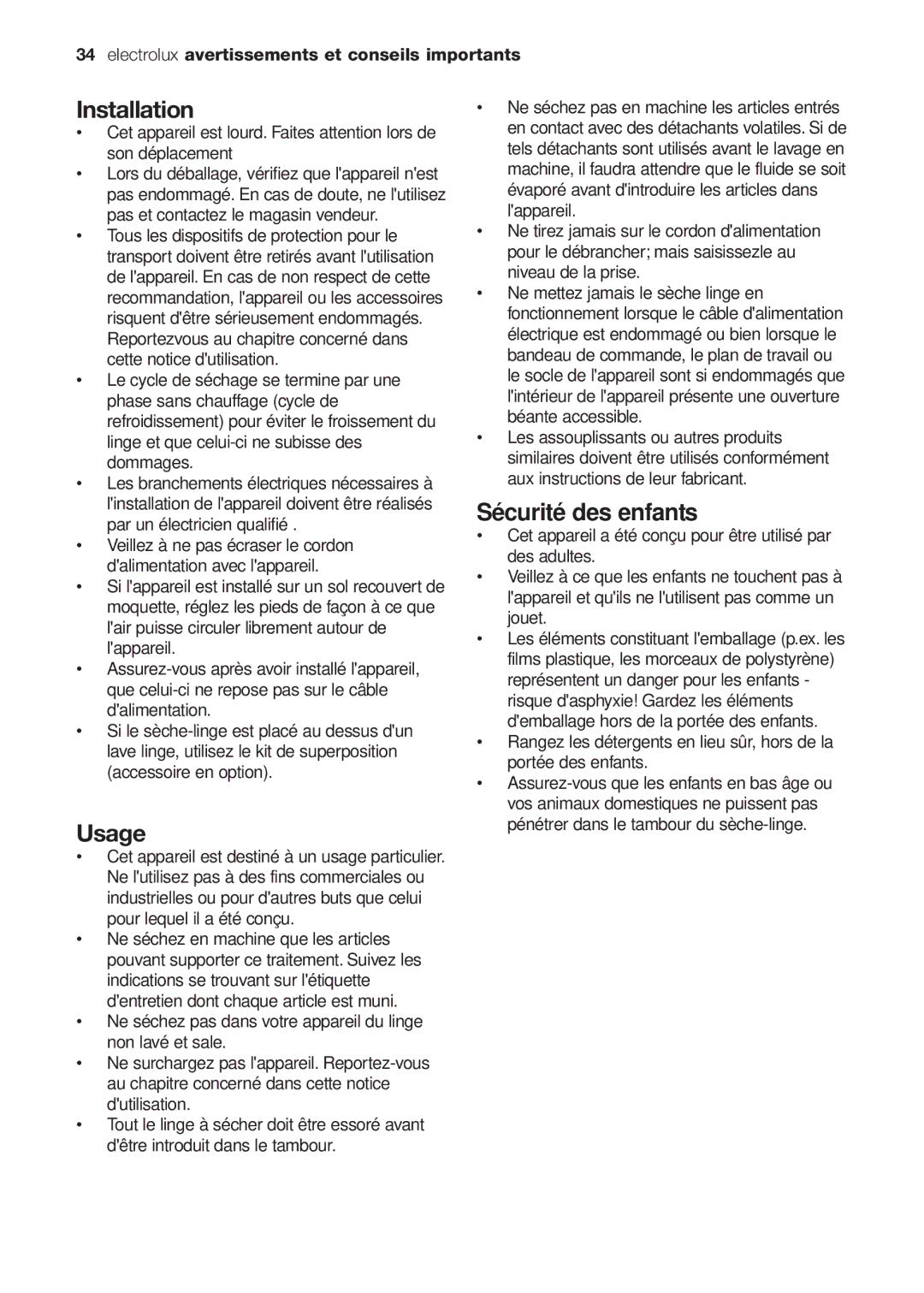 Electrolux EDC 77550W user manual Installation 