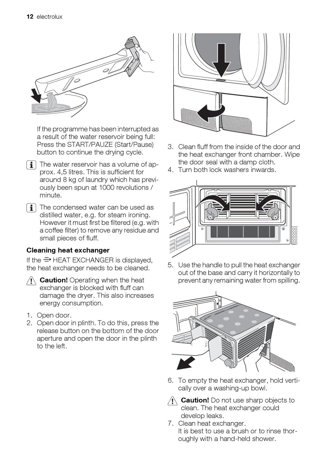 Electrolux EDC78550W user manual Cleaning heat exchanger 