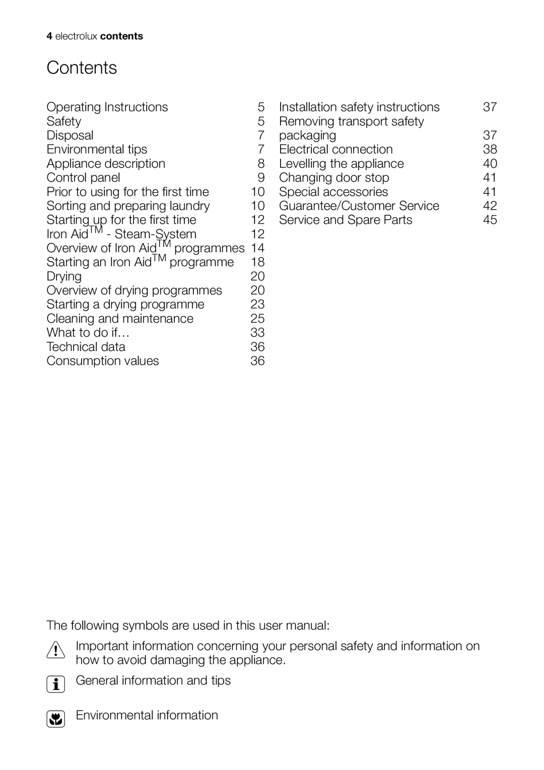 Electrolux EDI 96150 W user manual Contents 