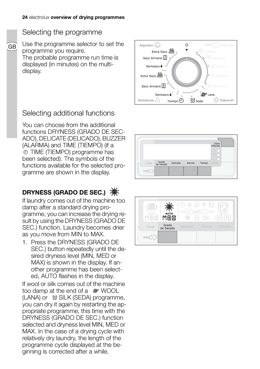 Electrolux EDI 96150 user manual Dryness Grado DE SEC 