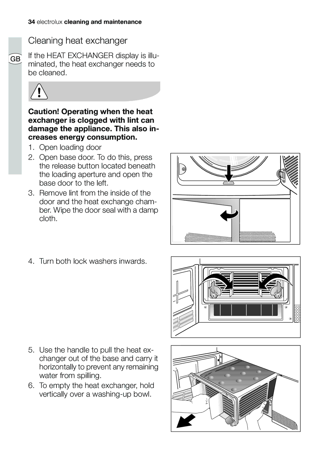 Electrolux EDI 96150 user manual Cleaning heat exchanger 