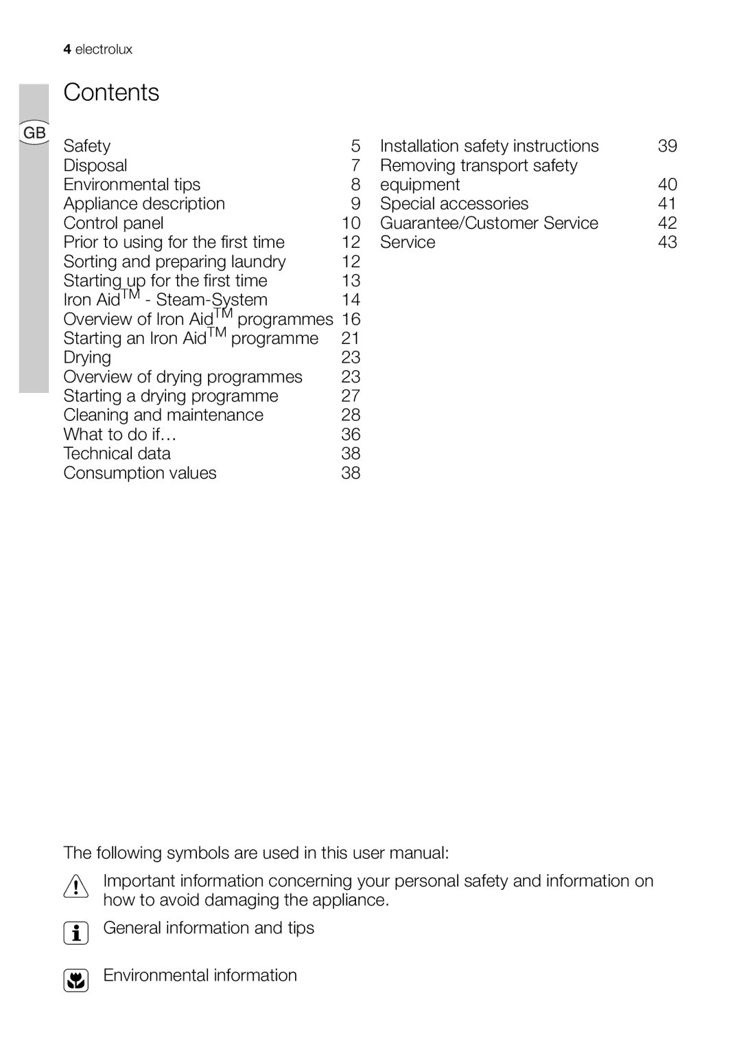 Electrolux EDI 96150 user manual Contents 