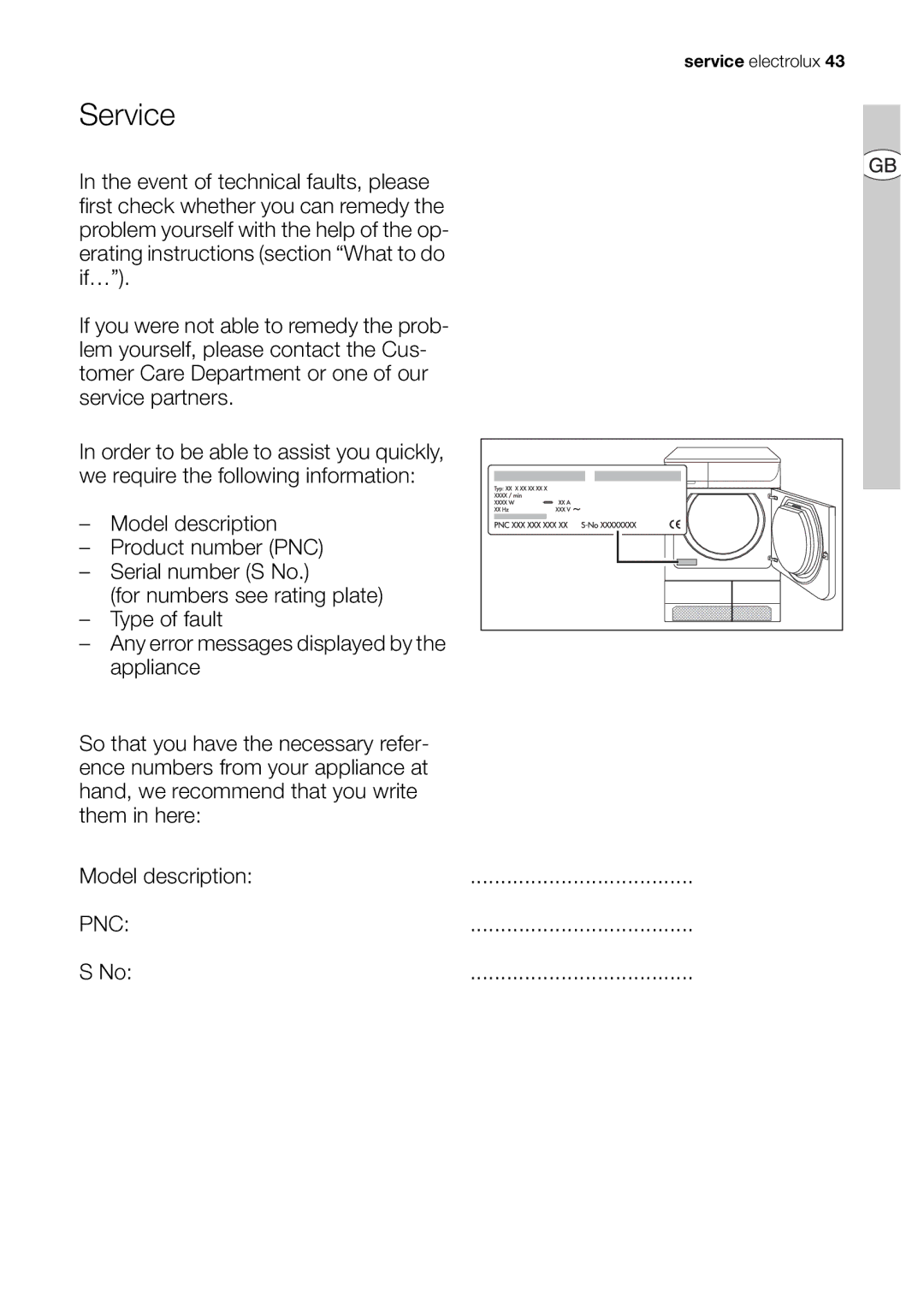 Electrolux EDI 96150 user manual Service 