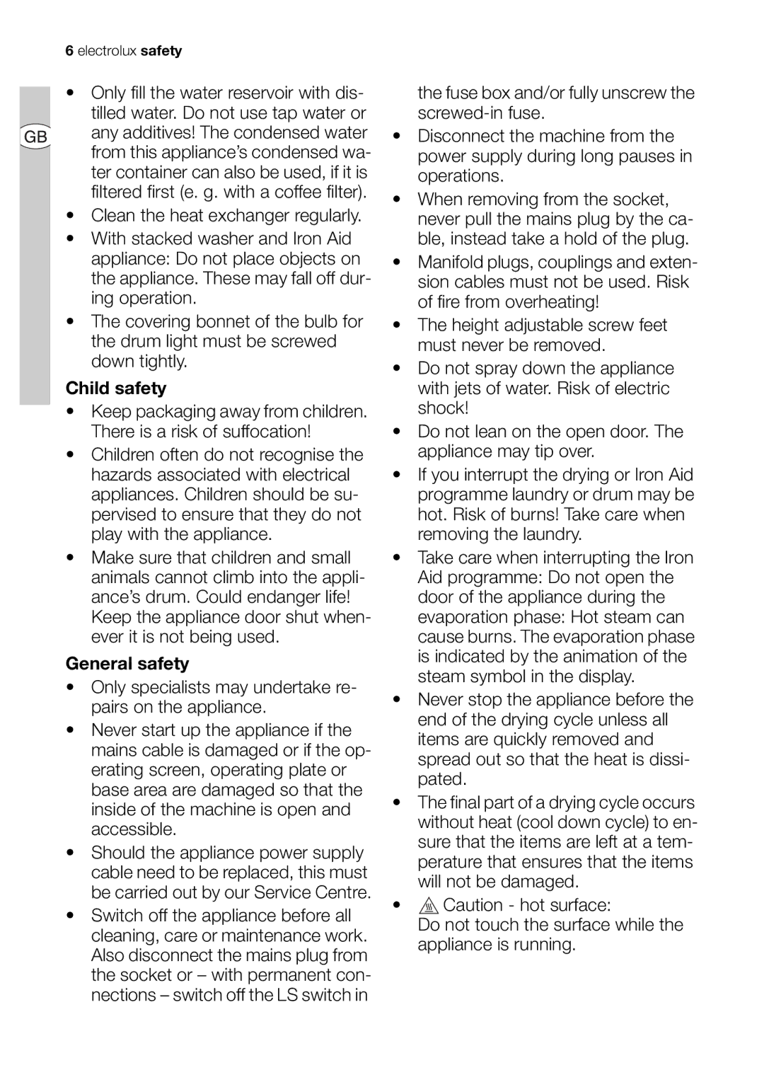 Electrolux EDI 96150 user manual Electrolux safety 