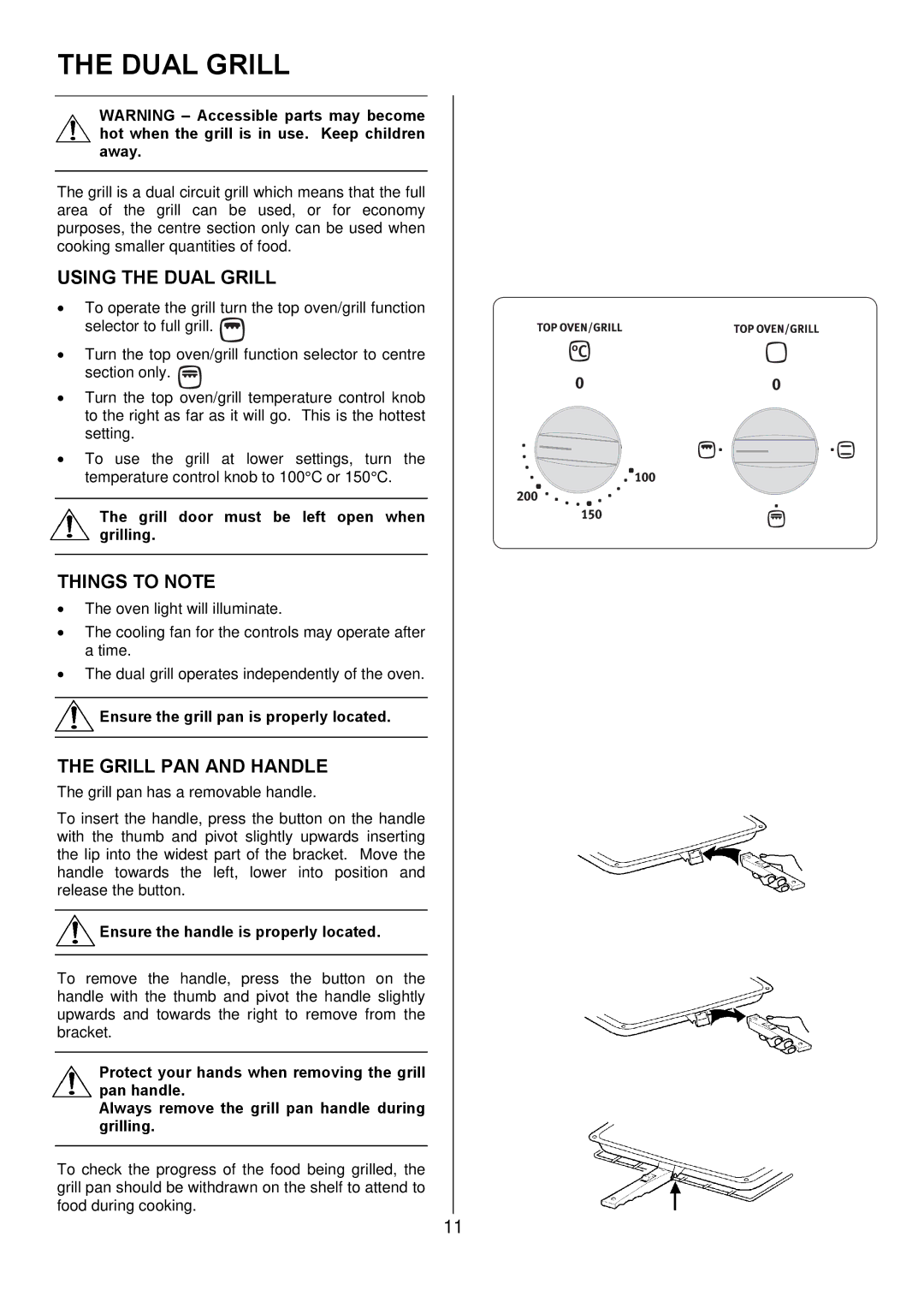 Electrolux EDOM manual Using the Dual Grill, Grill PAN and Handle 