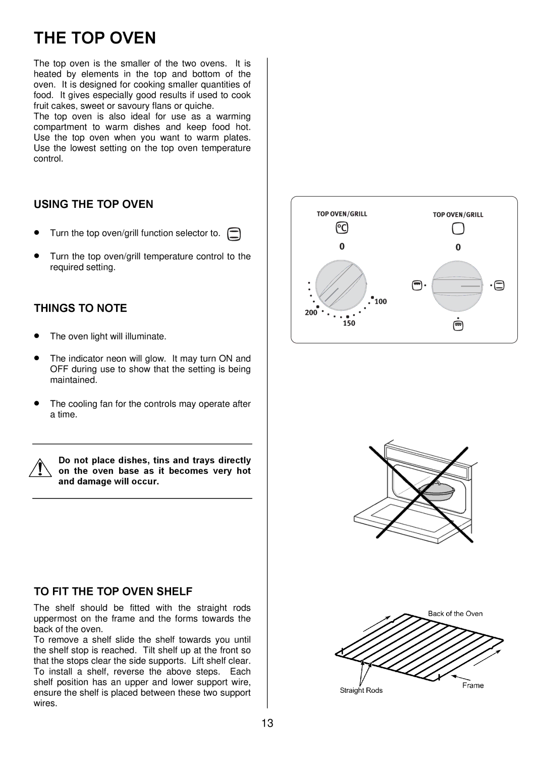 Electrolux EDOM manual Using the TOP Oven, To FIT the TOP Oven Shelf 