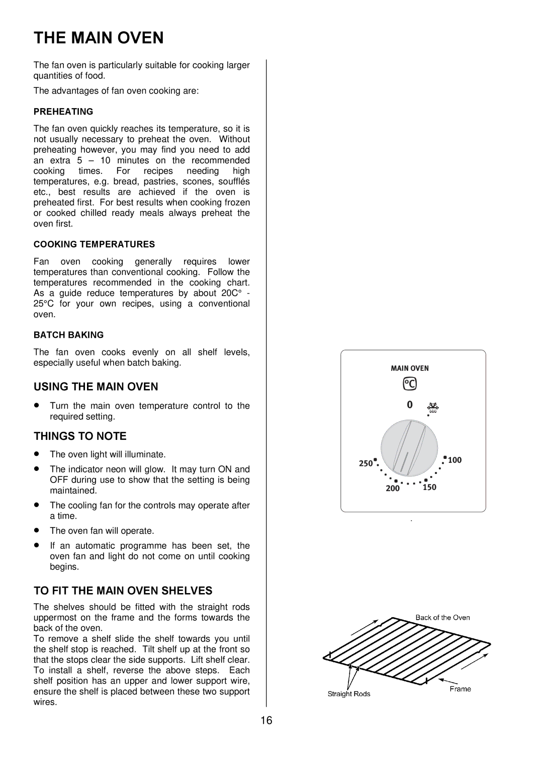 Electrolux EDOM manual Using the Main Oven, To FIT the Main Oven Shelves 