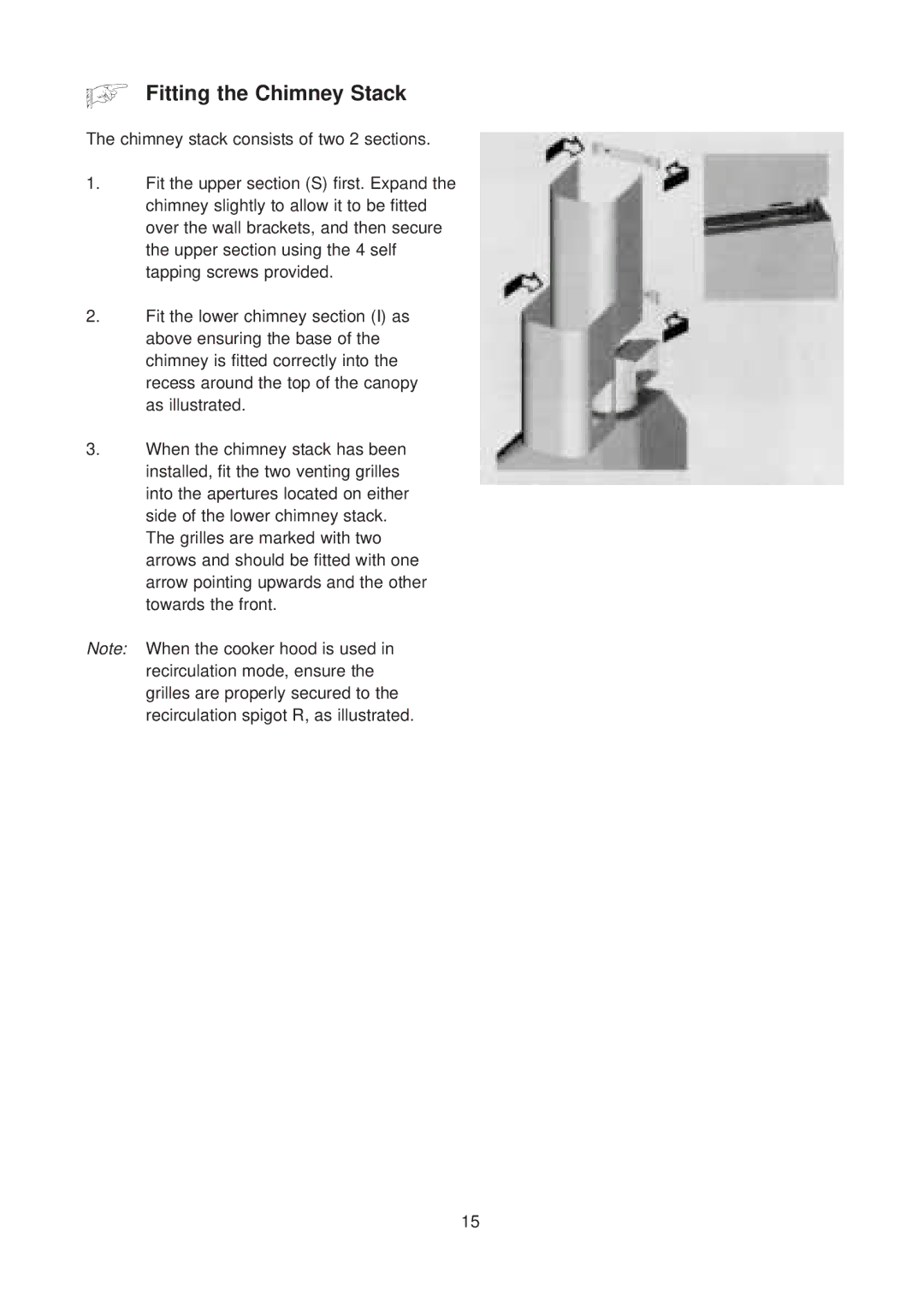 Electrolux EFC 630 manual Fitting the Chimney Stack 