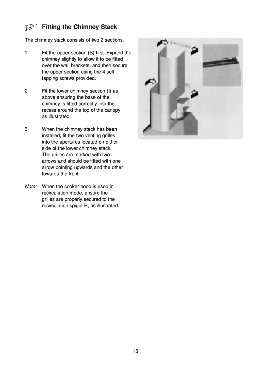 Electrolux EFC 630 manual K Fitting the Chimney Stack 