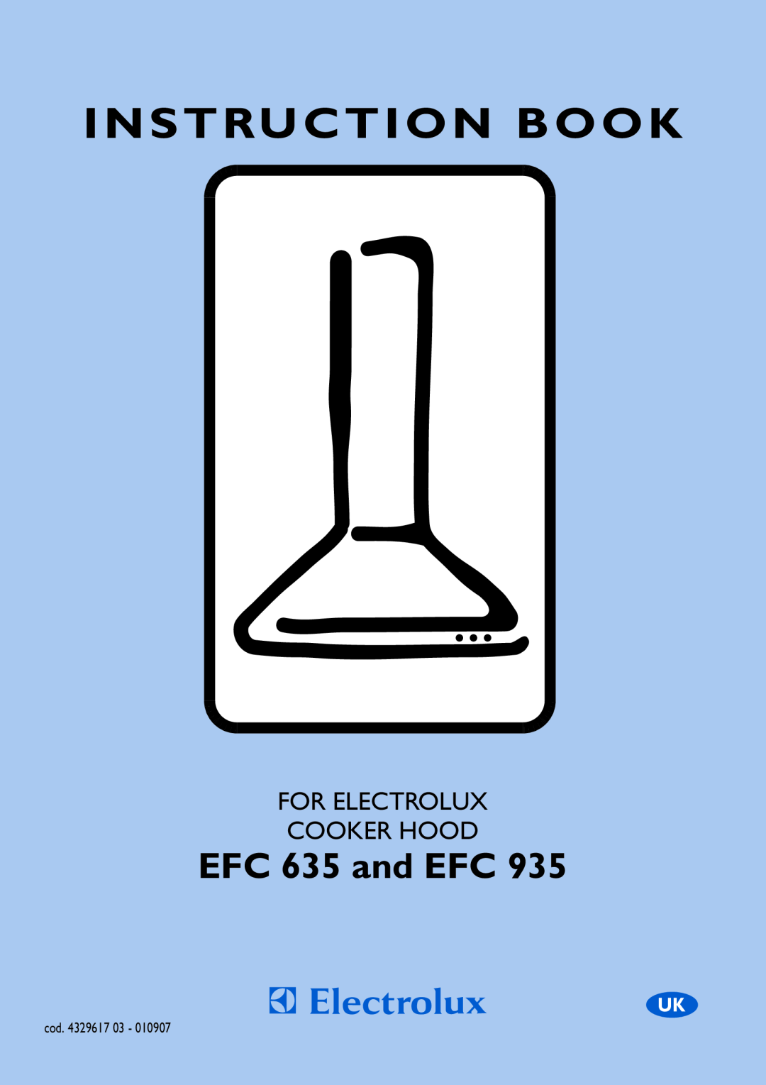 Electrolux EFC 935 manual Instruction Book, EFC 635 and EFC, For Electrolux Cooker Hood 