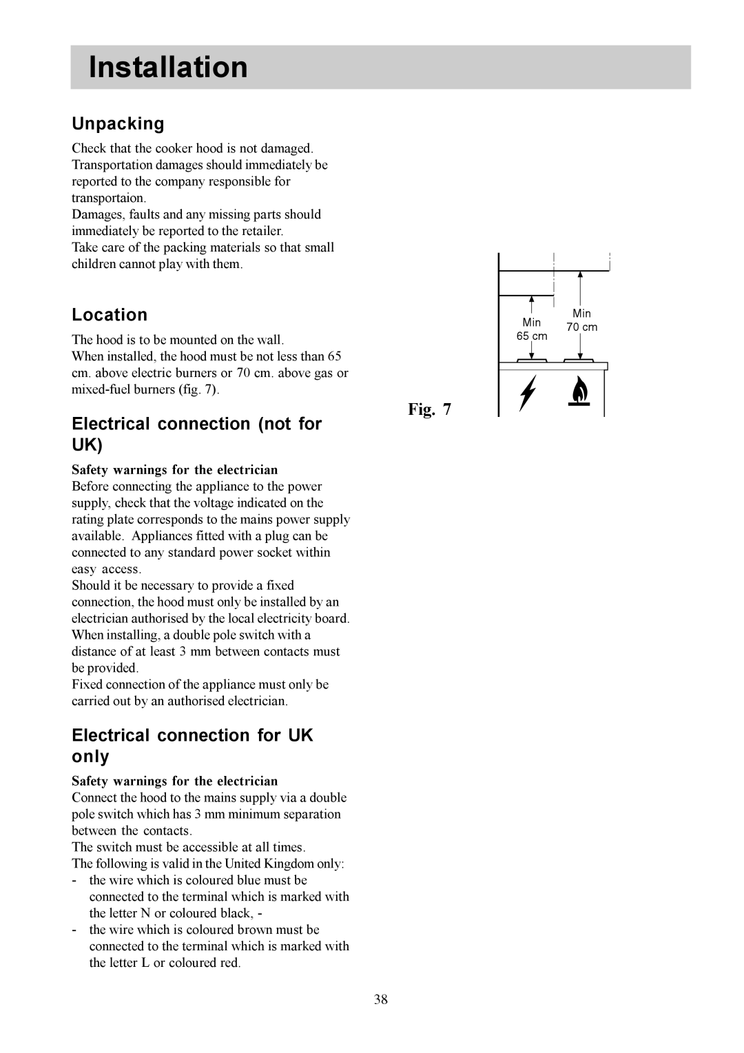 Electrolux EFC 6410-6414-6405-9405-9410-9414, EFC 650-950-640, CH 1200-900-600 user manual Installation 