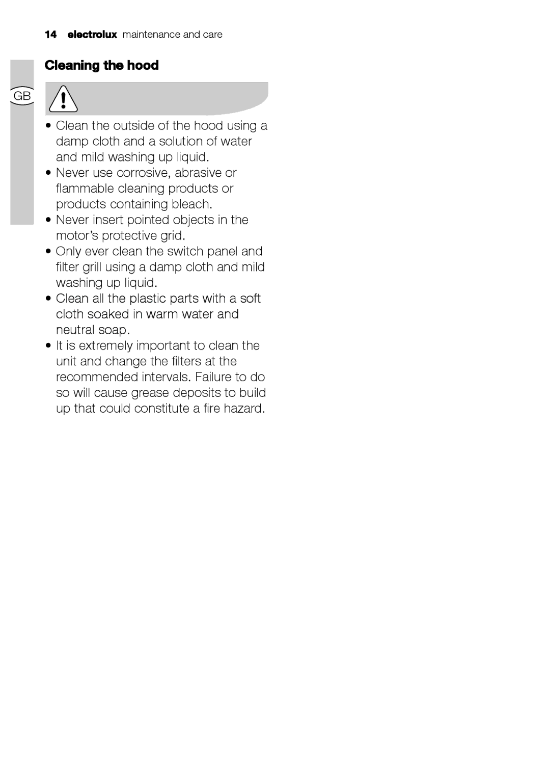 Electrolux EFC 6441, EFC 9441 user manual Cleaning the hood 