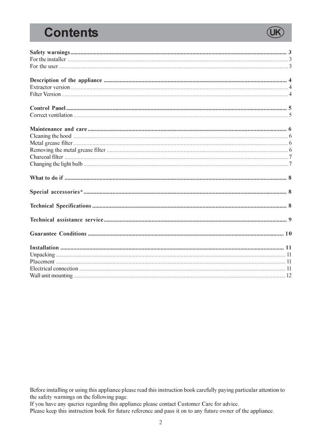 Electrolux EFC 9418 user manual Contents 