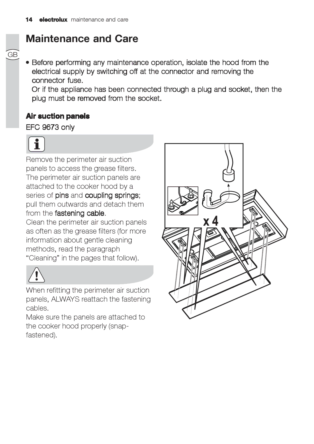 Electrolux EFC 9670-6670, EFC 9673 user manual Maintenance and Care 