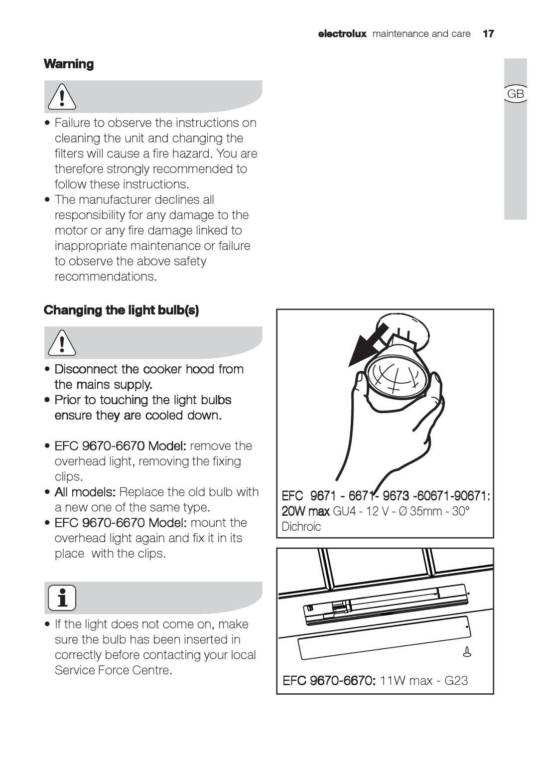 Electrolux EFC 9673, EFC 9670-6670 user manual Electrolux maintenance and care 