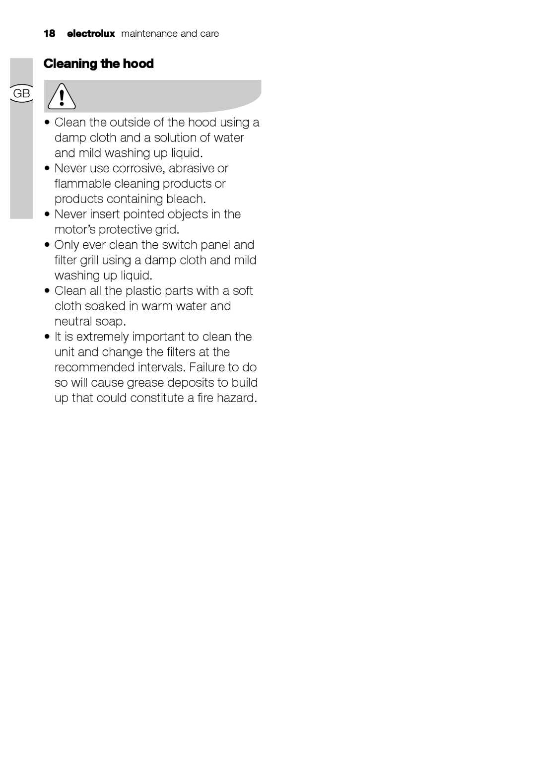 Electrolux EFC 9670-6670, EFC 9673 user manual Cleaning the hood 