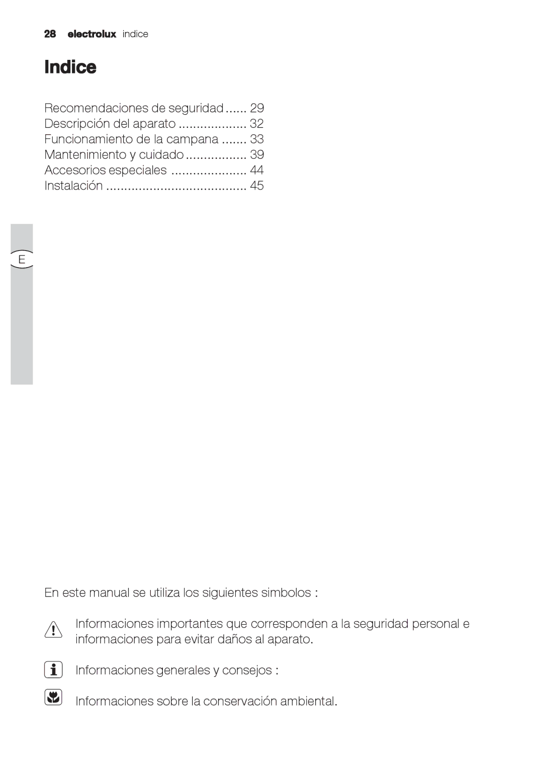 Electrolux EFC 9670-6670, EFC 9673 user manual Indice 