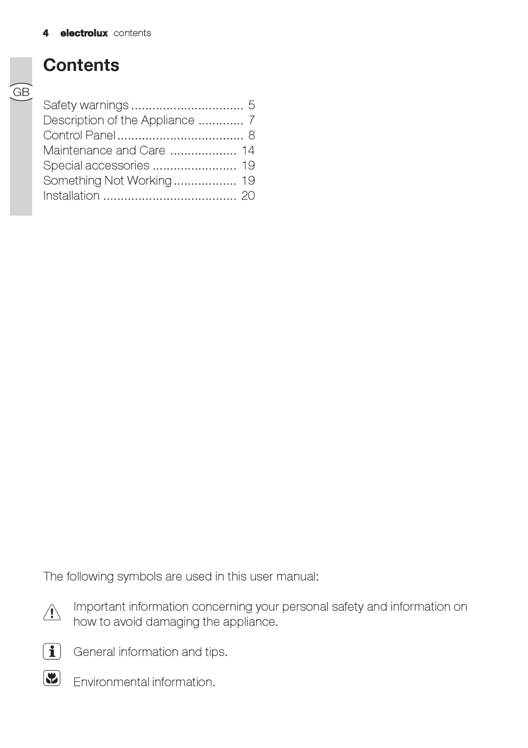 Electrolux EFC 9670-6670, EFC 9673 user manual Contents 