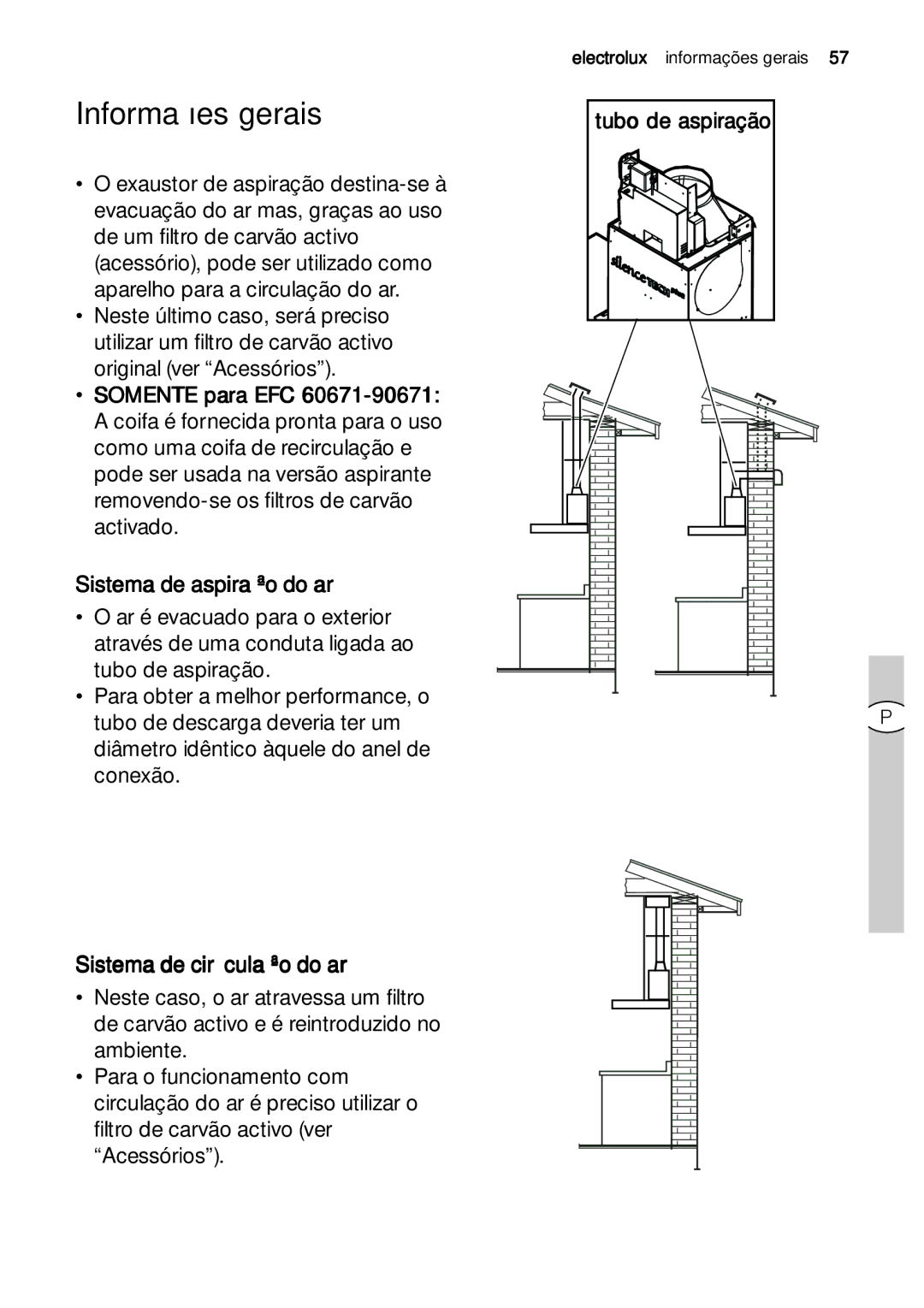 Electrolux EFC 9673, EFC 9670-6670 user manual Informações gerais, Sistema de circulação do ar, Tubo de aspiração 