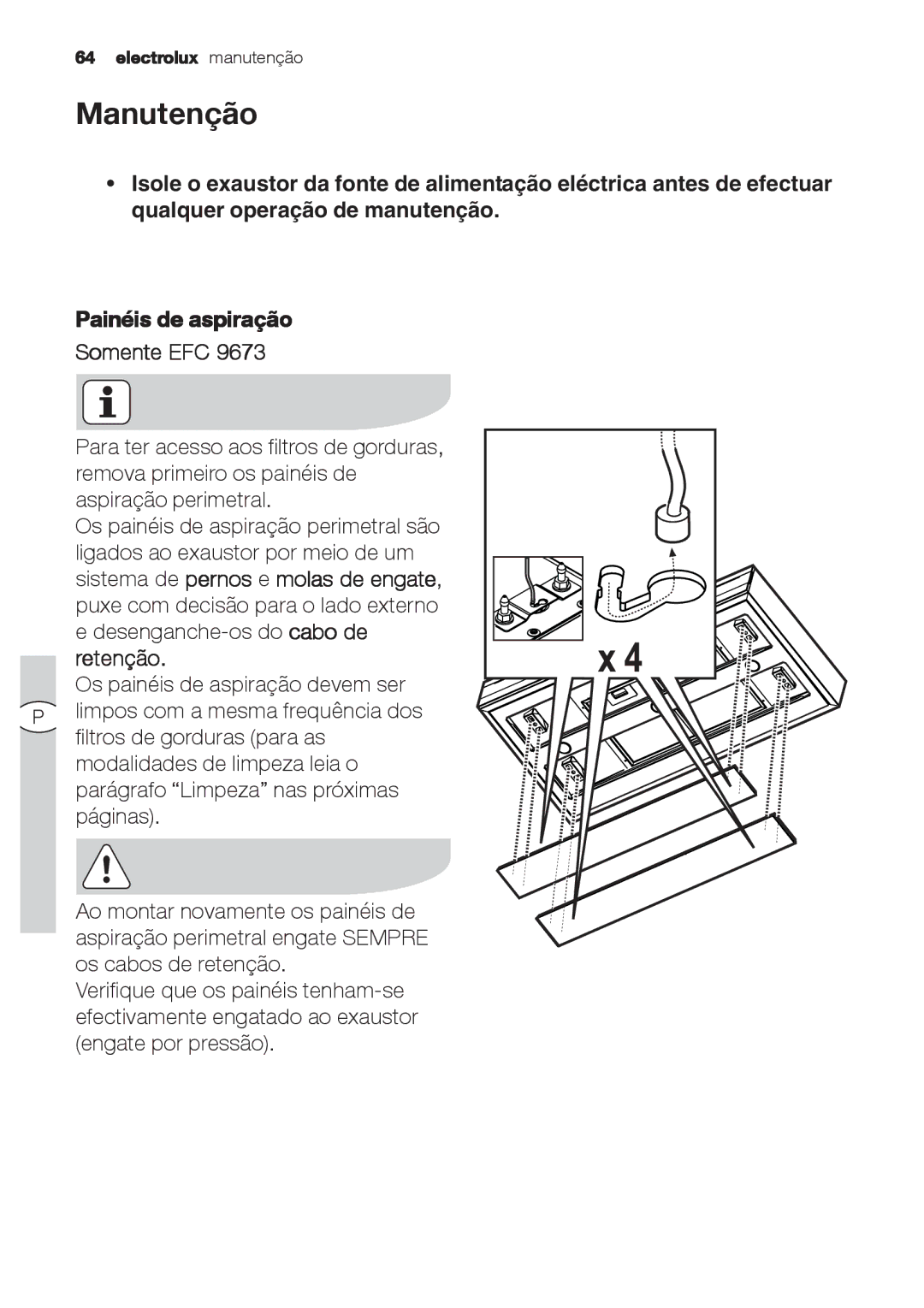 Electrolux EFC 9670-6670, EFC 9673 user manual Manutenção 