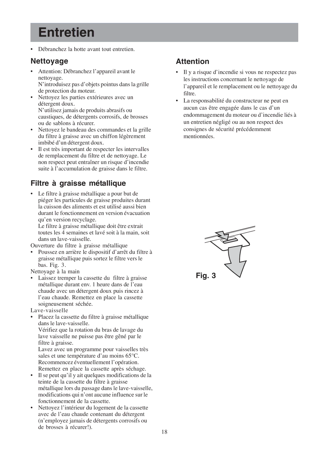 Electrolux EFCL 650-EFC 12011, EFC 650-950-600-900, CH600-900 Entretien, Nettoyage, Filtre à graisse métallique 