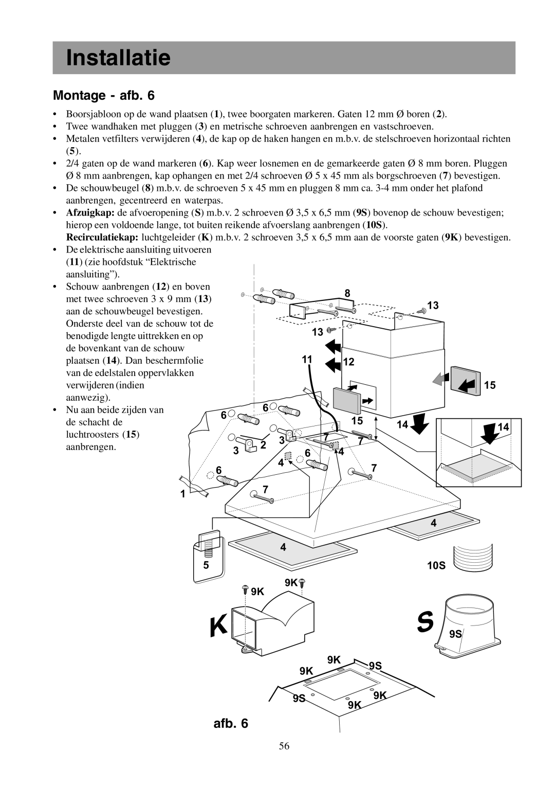 Electrolux EFCL 650-EFC 12011, EFC 650-950-600-900, CH600-900 user manual Montage afb 