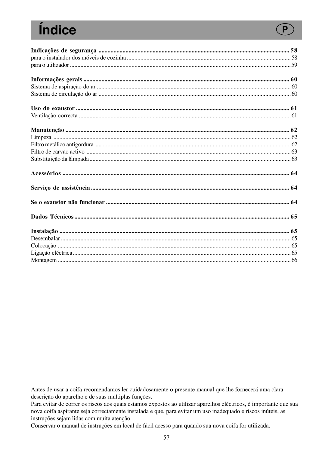 Electrolux EFC 650-950-600-900, EFCL 650-EFC 12011, CH600-900 user manual Índice 