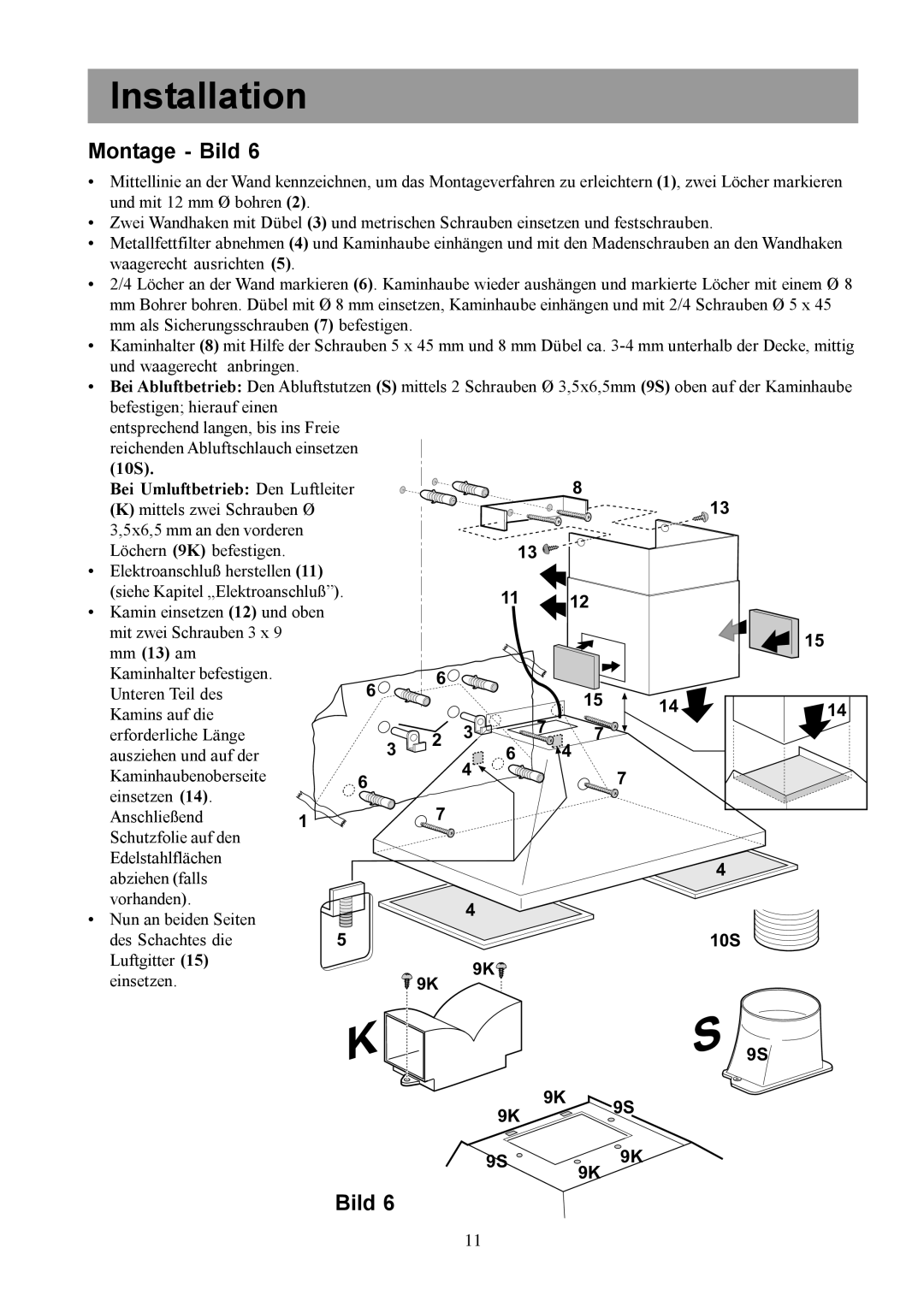 Electrolux CH1200-600-900, EFCL650, EFC650-950 user manual Montage Bild 