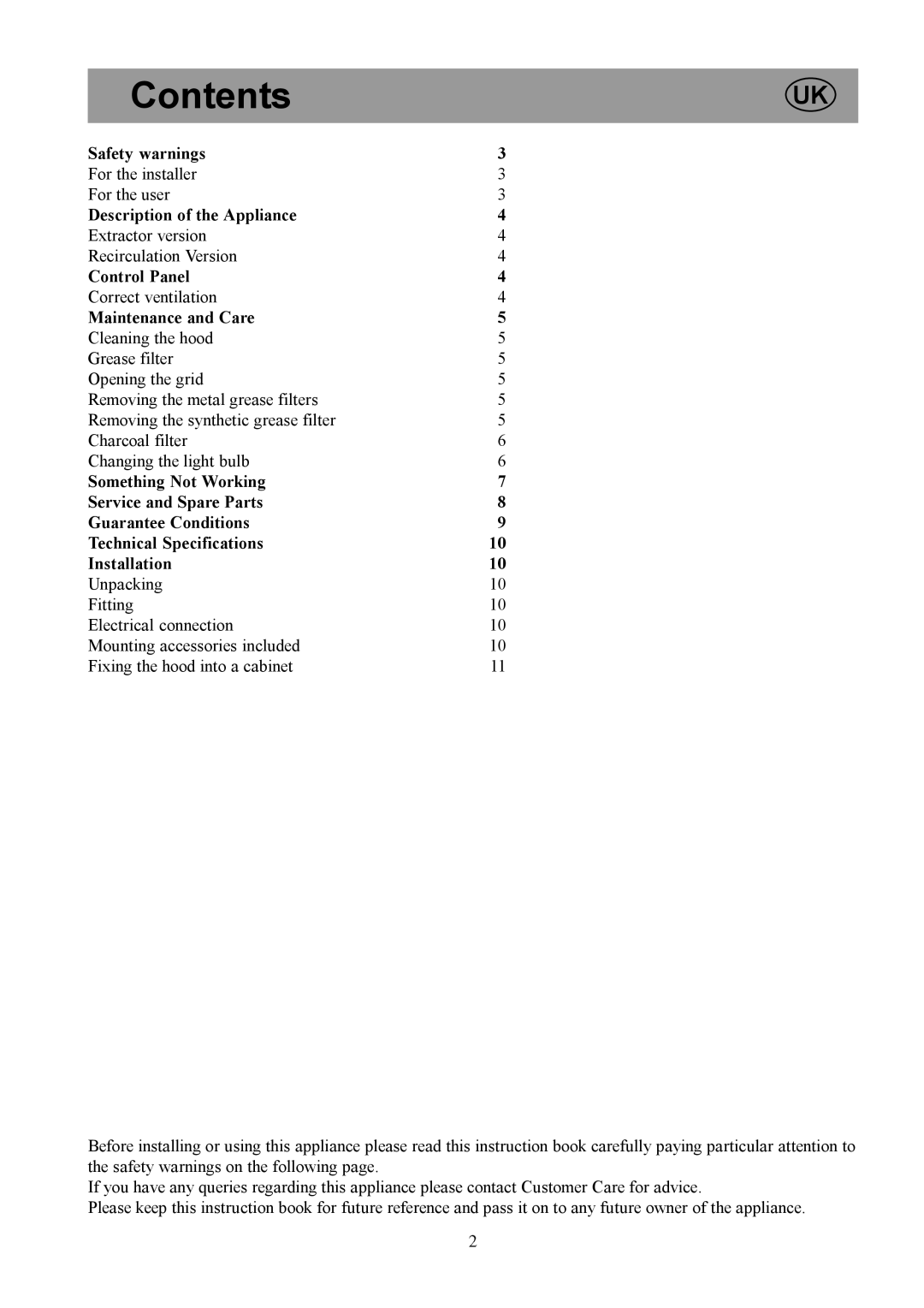 Electrolux EFG 535, EFG 540 user manual Contents 