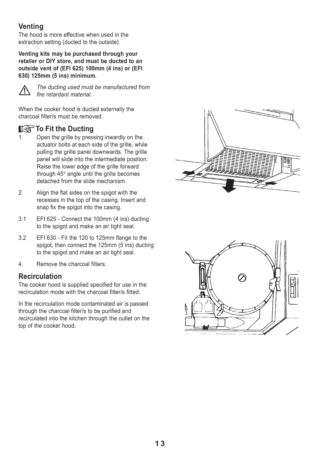 Electrolux EFI 625 manual Venting, To Fit the Ducting 