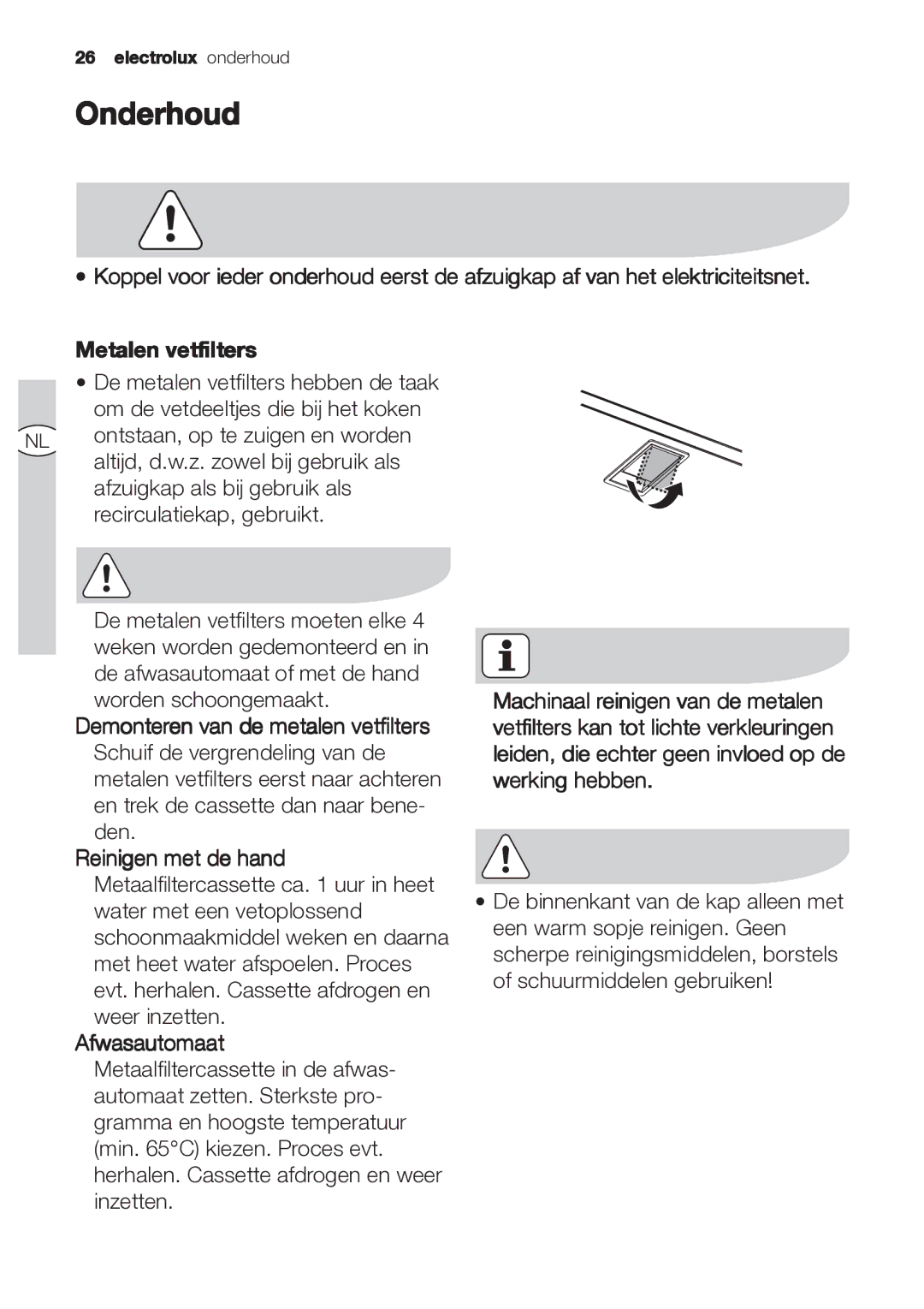 Electrolux EFP 60202 user manual Onderhoud 