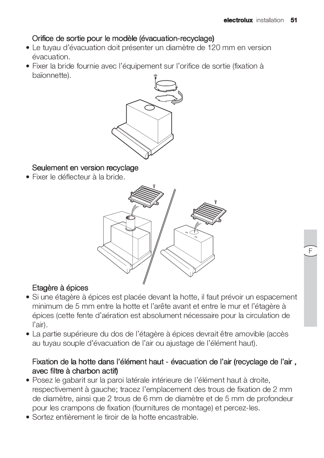 Electrolux EFP 60202 user manual Orifice de sortie pour le modèle évacuation-recyclage, Seulement en version recyclage 