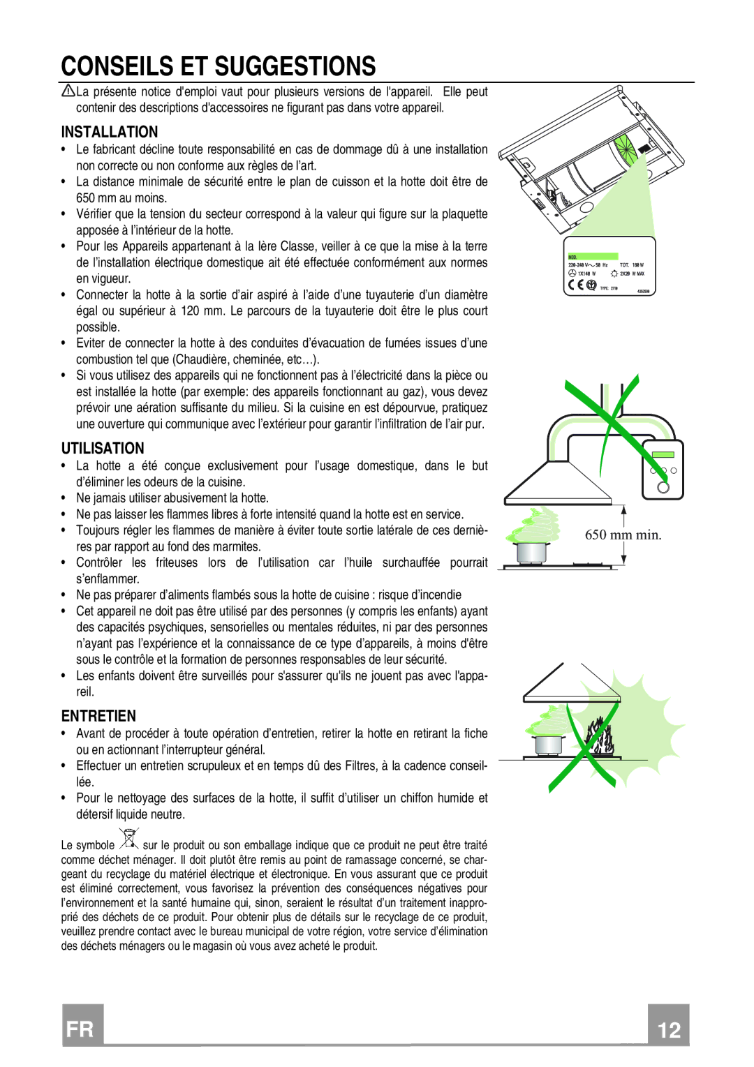 Electrolux EFP 60241 manual Conseils ET Suggestions, Utilisation, Entretien 