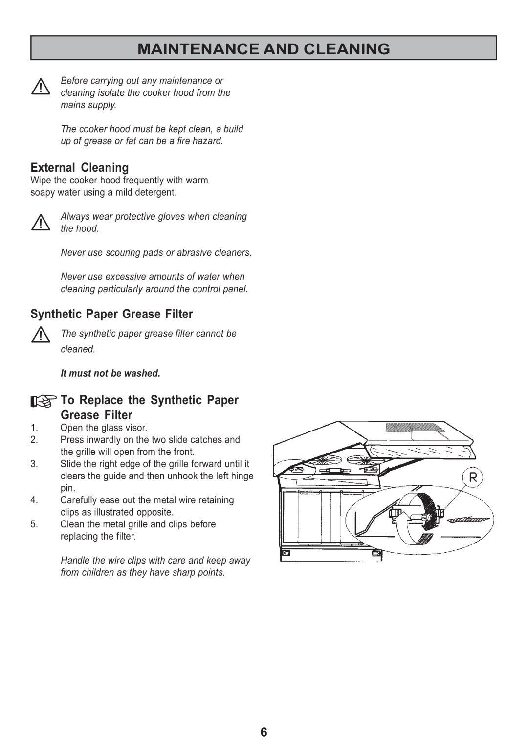 Electrolux EFT 615 manual Maintenance and Cleaning, External Cleaning, Synthetic Paper Grease Filter 