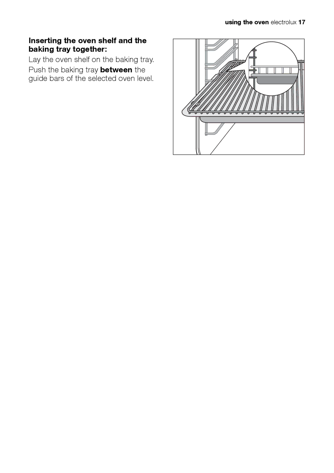 Electrolux EH L4-4 user manual Inserting the oven shelf and the baking tray together 