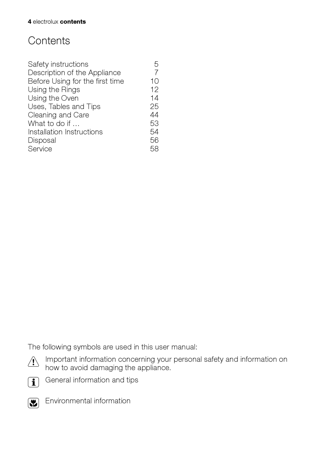 Electrolux EH L4-4 user manual Contents 