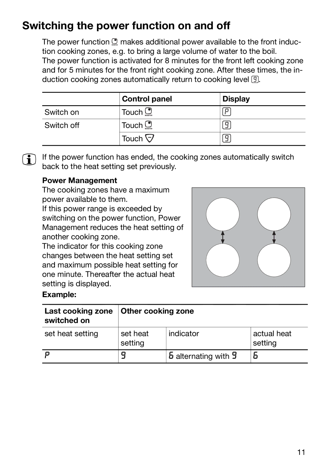 Electrolux EHD 6005 P manual Switching the power function on and off, Power Management 