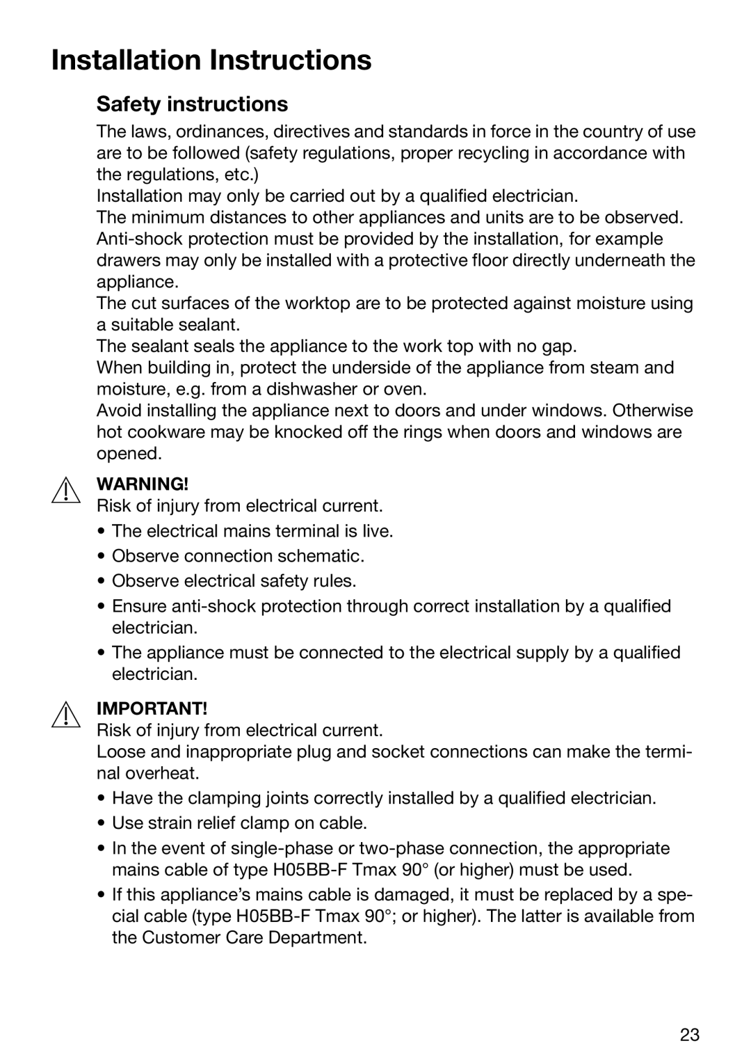 Electrolux EHD 6005 P manual Installation Instructions, Safety instructions 