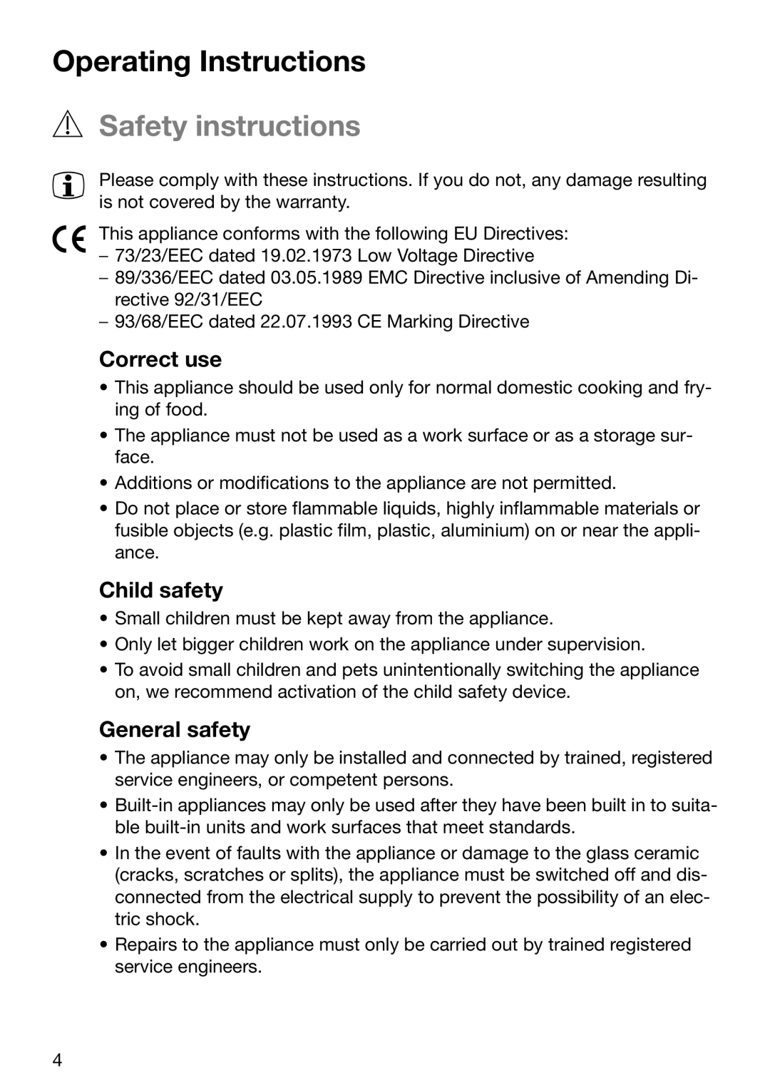 Electrolux EHD 6005 P manual Safety instructions, Correct use, Child safety, General safety 