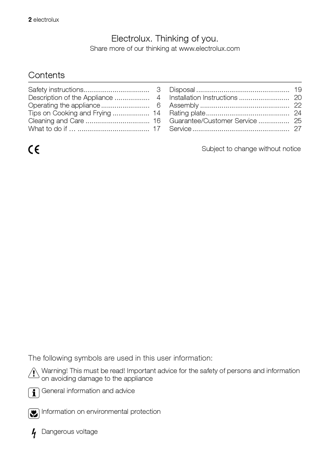 Electrolux EHD 60150 IAU user manual Electrolux. Thinking of you Contents 