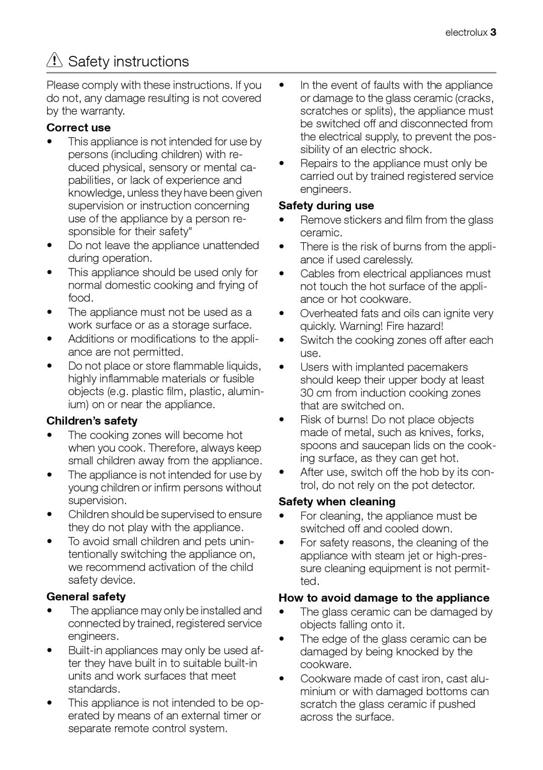 Electrolux EHD 60150 IAU user manual Safety instructions 