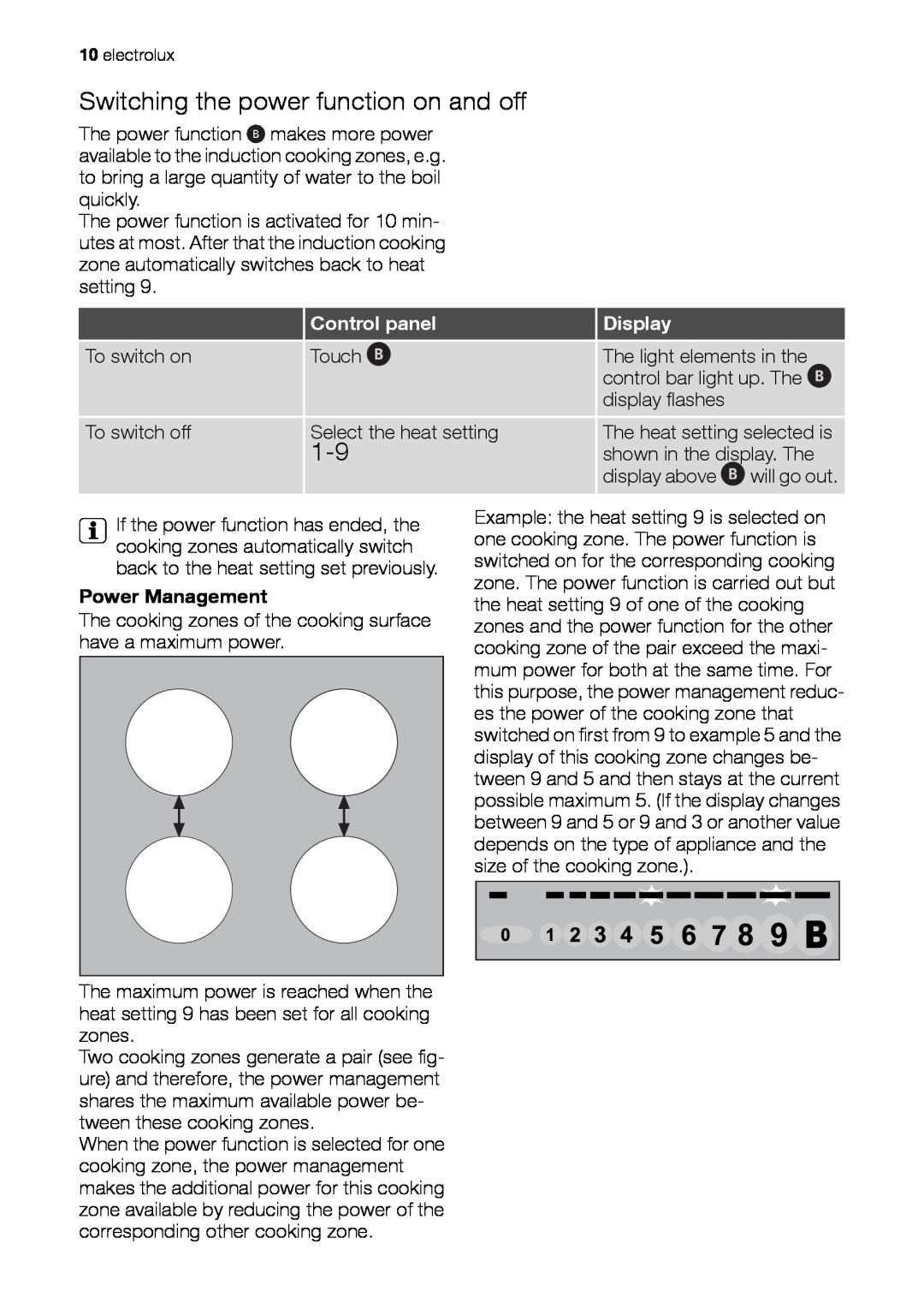 Electrolux EHD 60150 IAU user manual Switching the power function on and off, Power Management 
