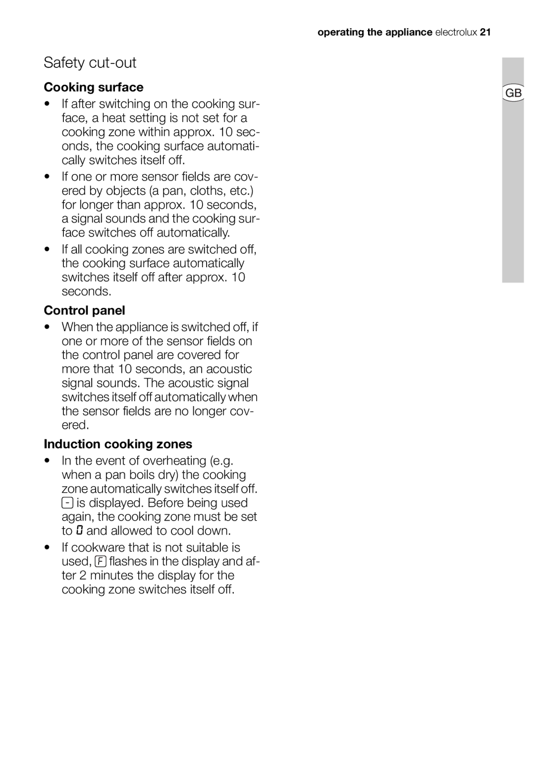 Electrolux EHD68200P user manual Safety cut-out 