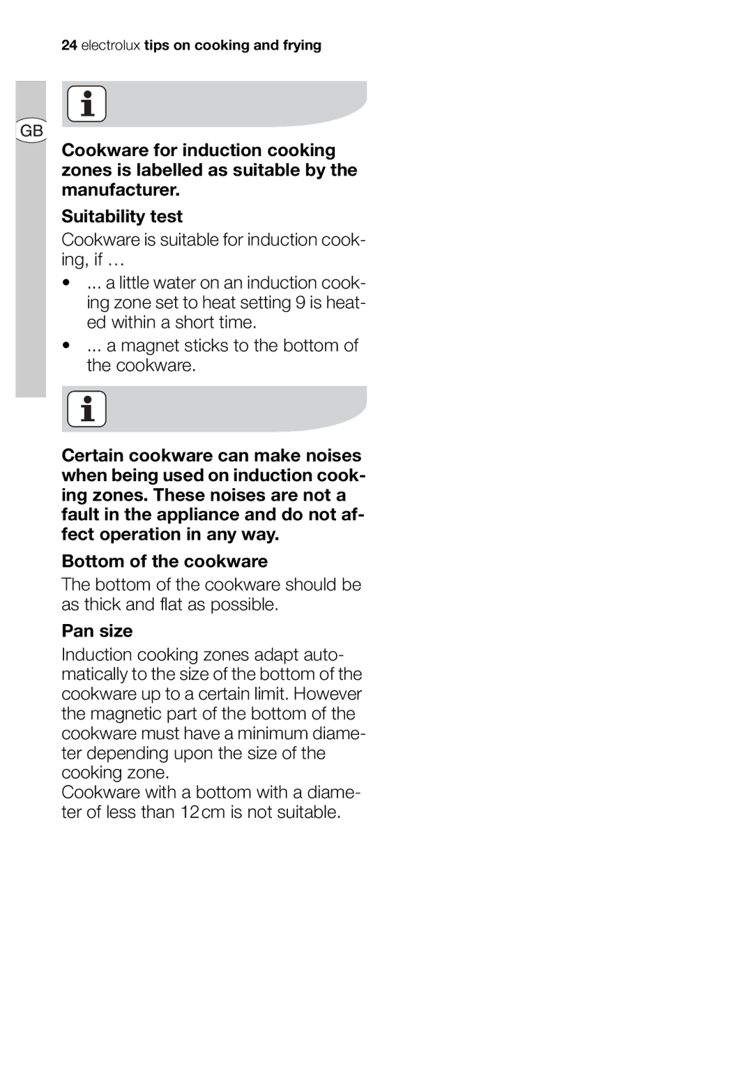 Electrolux EHD68200P user manual Electrolux tips on cooking and frying 